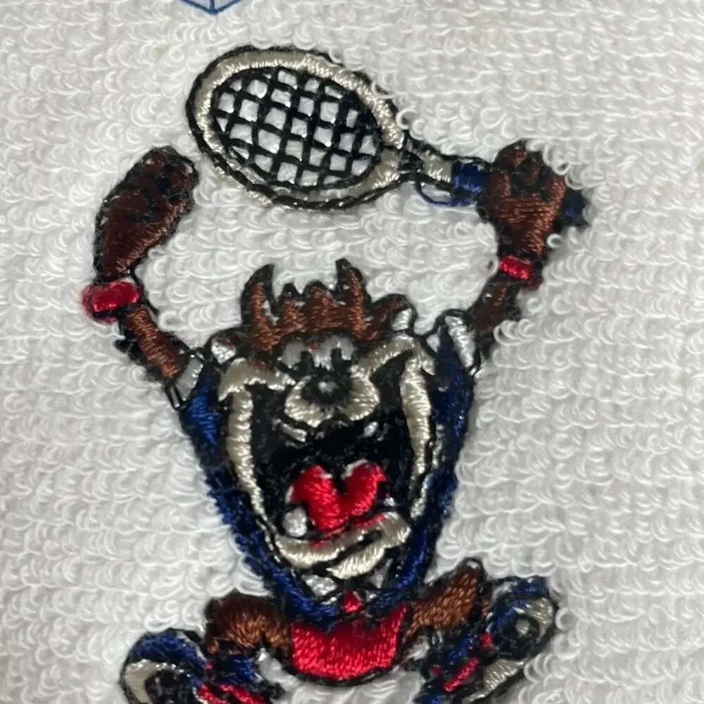 Vtg. New 1993 Looney Tunes Tasmanian Devil Embroidered Tennis Wristband Set